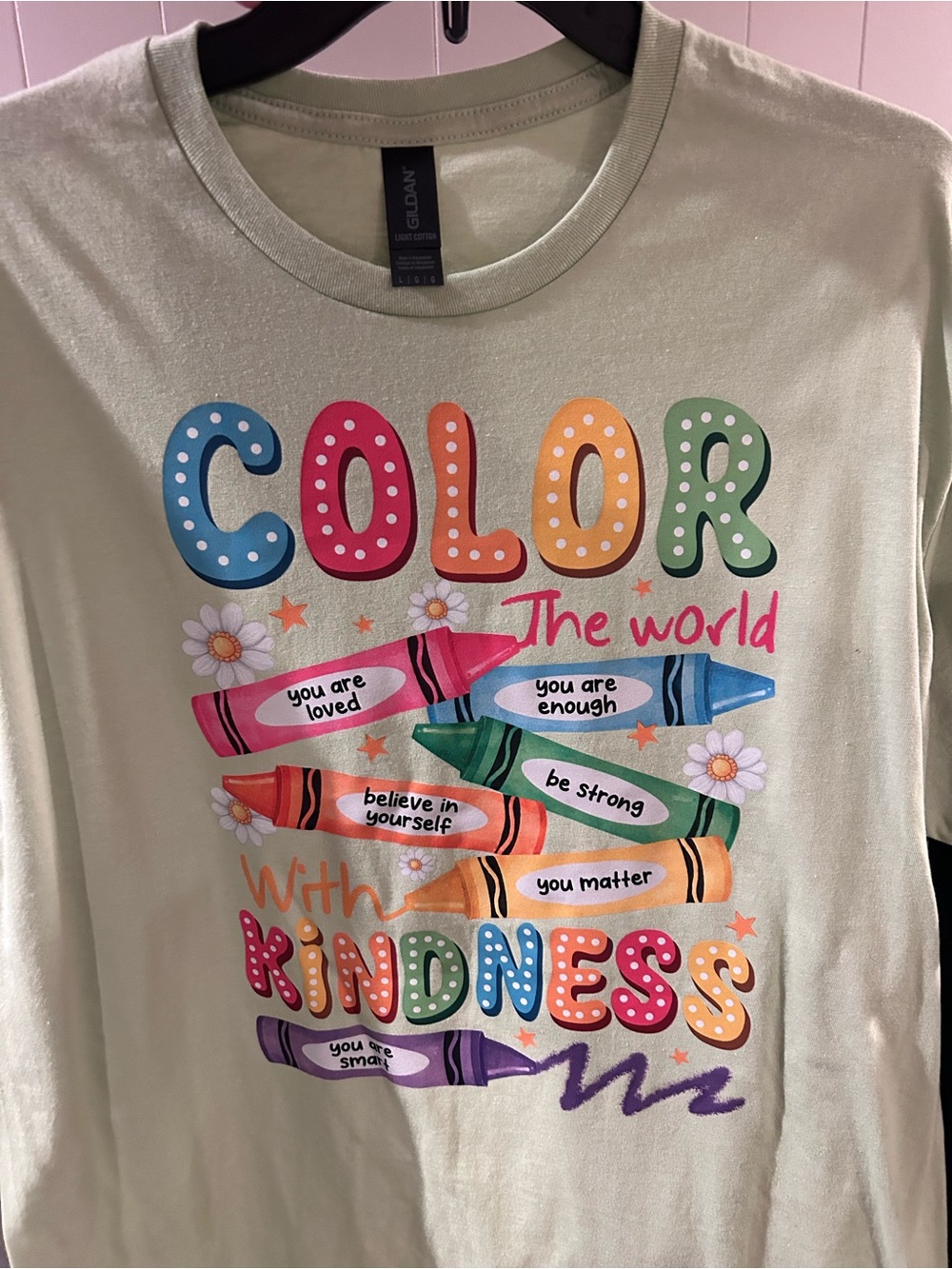 Gildan Light Green "Color the World With Kindness" Graphic Tee